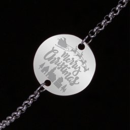 Bratara Gravata Argintie din Inox Rotund Merry Christmas