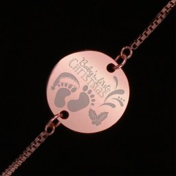 Bratara Gravata Rose Gold din Inox Rotund Baby's First Christmas