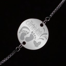 Bratara Gravata Argintie din Inox Rotund Baby's First Christmas