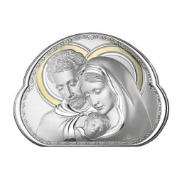 Icoana Argintata Sfanta Familie 23x16.5cm cu Auriu