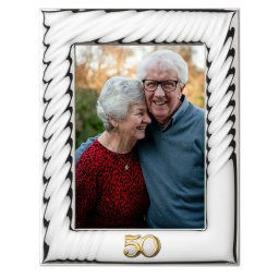 Rama Foto Argint 50 Ani Casatorie 10X15cm Lemn Maro