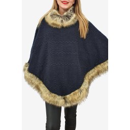 Poncho din lana cu blana 9