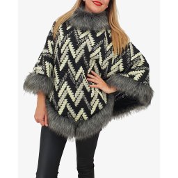 Poncho din lana cu blana 10