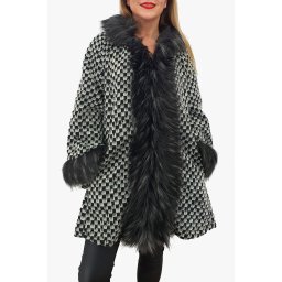 Cardigan Poncho din lana cu blana 3