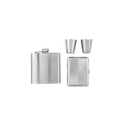 Angelo Flask Set & Cigarette Case - Chrome