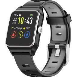 Ceas Smartwatch HolyHigh P1C, HR, GPS, Silicon, IP68, Black