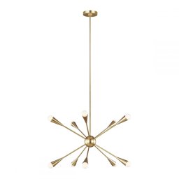 Lustră Jax by Ellen DeGeneres, design art deco, alamă lustruită, 10 x 3.5W G9-LED, 3200lm, 3000K, H:48-170cm, FE-JAX10-BB