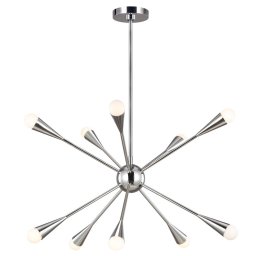 Lustră Jax by Ellen DeGeneres, design art deco, nichel lustruit, 10x3.5W G9-LED, 3200lm, 3000K, H:48-170cm, FE-JAX10-PN