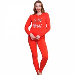 Pijama Dama din Bumbac Vatuita la Interior Vienetta Model 'Let it Snow' Red