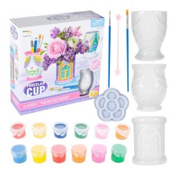 Set de vase din portelan pentru pictat, cu pensule si vopsele incluse