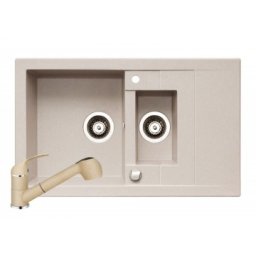 Set chiuveta granit STUDIO 78x48 & baterie FIDO - Bej Pyramis 070140301F