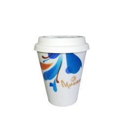 Cana ceramica de cafea Morra TO GO, 330 ml + capac silicon alb