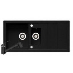 Set chiuveta granit STUDIO 100x48 & baterie FIDO - Negru Pyramis 070151001FBLK