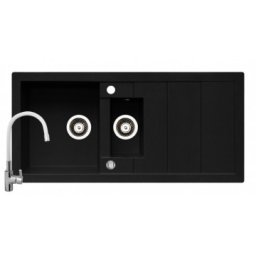 Set chiuveta granit STUDIO 100x48 & baterie FLESSI - Negru & Alb Pyramis 070151001FW