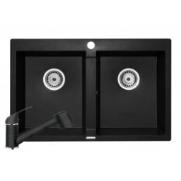 Set chiuveta granit STUDIO 2B & baterie FIDO - Negru Pyramis 070005401FBK