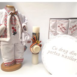 Set Traditional Botez Baiat - Costumas + Trusou + Cutie + Lumanare 4
