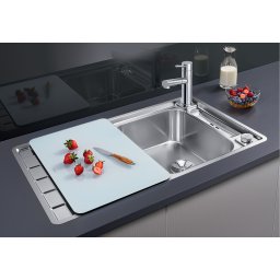 Chiuveta inox BLANCO AXIS III 45 S-IF cu tocator din sticla alb