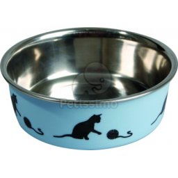 Bol metalic pentru pisici Flamingo Bella Kena - albastru 160 ml