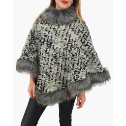 Poncho din lana cu blana 11
