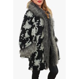 Cardigan Poncho din lana cu blana 4