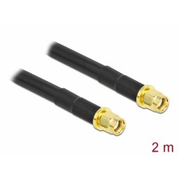 Cablu antena RP-SMA LMR/CFD300 T-T 2m low loss, Delock 90454
