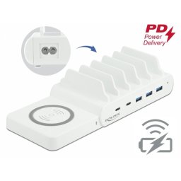 Incarcator wireless + 2 x USB Type-C PD + 3 x USB-A 110 W, Delock 41450