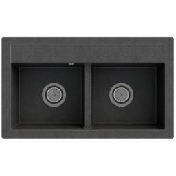 Chiuveta bucatarie granit negru, dreptunghiulara, cu 2 cuve 765*447*180 mm