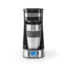 Nedis KACM310FBK - Cafetieră pentru o singură ceașcă, 0,4 l, cu temporizator și cană de călătorie