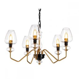 Candelabru Armand, 5xE14, metal negru alamă, sticlă transparentă, DL-ARMAND5-AB
