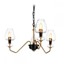 Lustră Armand, 3xE14, metal negru alamă, sticlă transparentă, DL-ARMAND3-AB