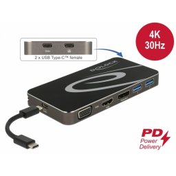 Docking station USB Type-C 3.2 la 4K HDMI/DP/VGA/USB Hub/PD 3.0, Delock 87773