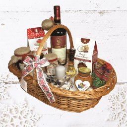 Cos cadou cu motive traditionale romanesti, 11 piese, Fulg de Nea - ALIF0122