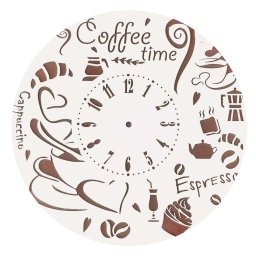 Ceas cadou Coffee Time, lemn de plop, diam.25cm, grosime 6 cm, OMIS177