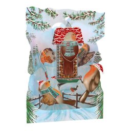 Felicitare 3D Swing Cards de iarna - Vrabiile Craciunului