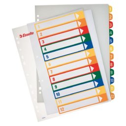 Separatoare plastic printabile index 1-12 Esselte