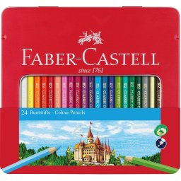 Creioane colorate 24 culori cutie metal Faber-Castell