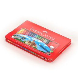 Creioane Colorate 48 Culori si 4 Accesorii Cutie Metal Faber-Castell