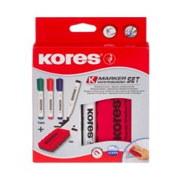 Marker whiteboard 4/set cu burete margnetic Kores