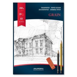 Bloc desen A3, 20 file 200g/mp, AURORA Grain