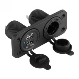 Incarcator auto 2 x USB 3.1A + mufa bricheta - montaj panou, PY-CHR0002