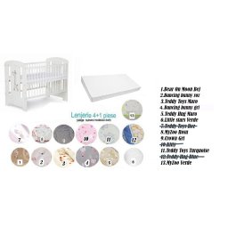 Pachet 3 in 1 Patut Safari Giraffe Alb 120x60