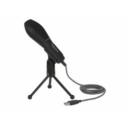 Microfon condensator USB cu suport de masa ideal pentru jocuri, Skype si vocal, Delock 65939