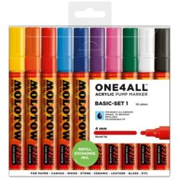 Marker cu vopsea acrilica, varf rotund, 4 mm, 227HS Basic, 10 culori/set Molotow