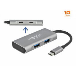 HUB 3.2 Gen 2-C la 2 x USB-A + 2 x USB-C, Delock 63260