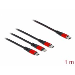 Cablu de incarcare USB 3 in 1 USB-C la Lightning / Micro USB / USB-C T-T 1m, Delock 86711