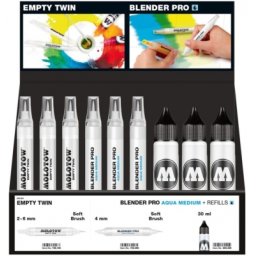 Set 10 markere, diferite dimensiuni, Blender Pro + rezerva 30 ml Molotow