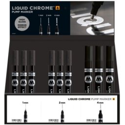 Set 36 markere, diferite dimensiuni, Liquid Chrome Molotow