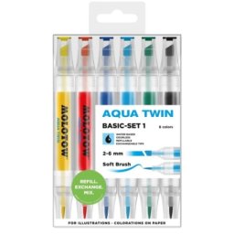 Marker, varf dublu, Aqua Twin Basic 6 buc/set Molotow