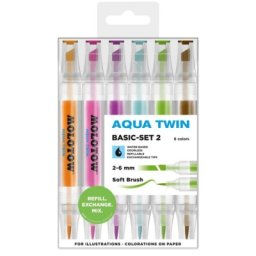 Marker, varf dublu, Aqua Twin Basic 2, 6 buc/set Molotow