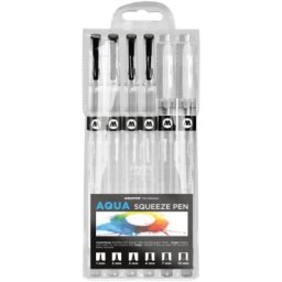 Pensula cu rezervor, diferite dimensiuni, Aqua Squeeze Basic 6 buc/set Molotow